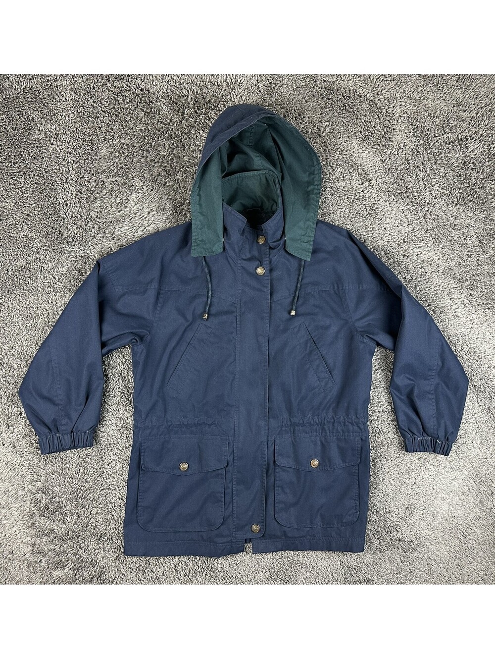Vintage Pacific Trail Jacket Mens M Navy Parka London Fog Plaid Hooded Outdoor